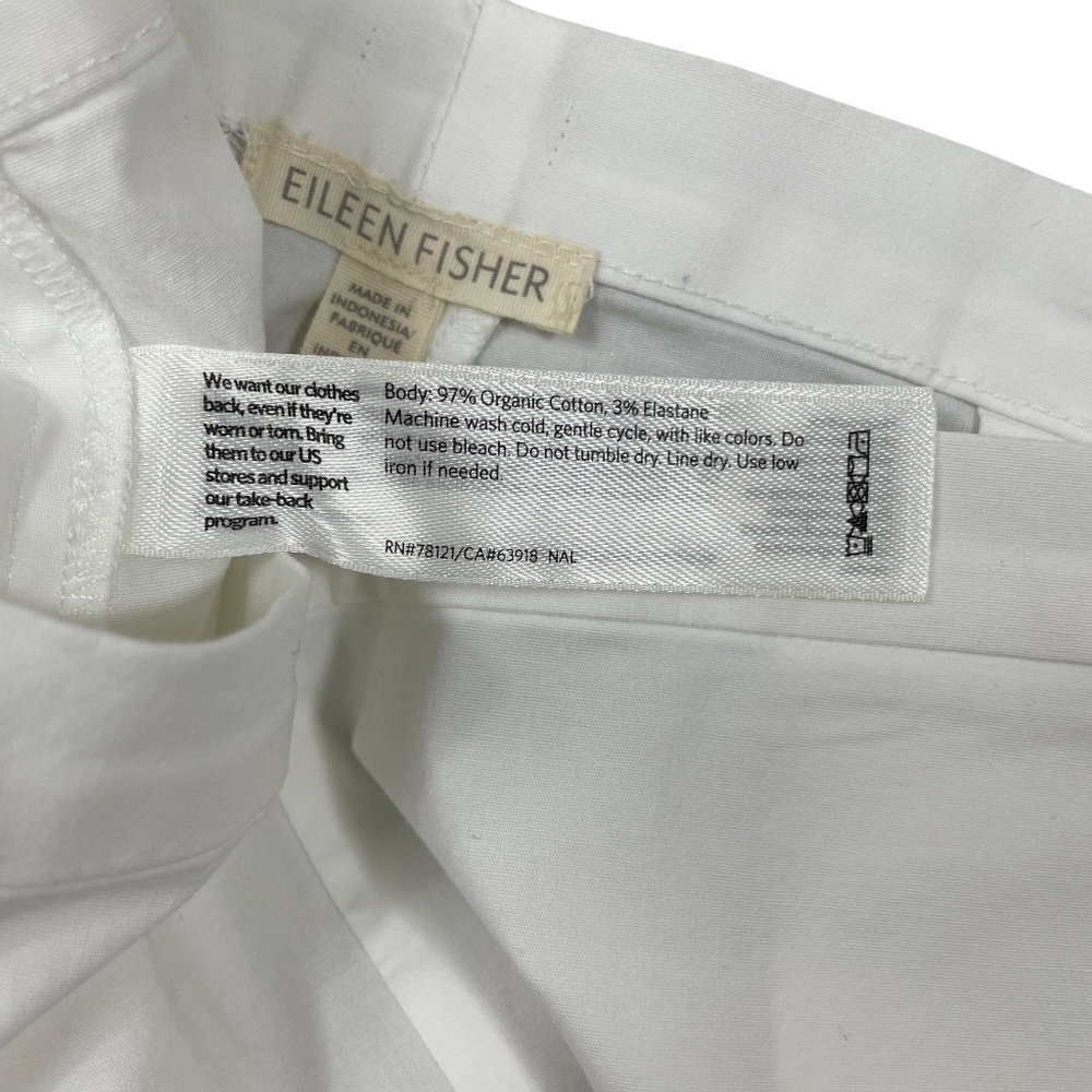 Eileen Fisher 8 White Side Zip Pockets Capri Cotton Elastic (very sligth stain ) - Picture 3 of 6